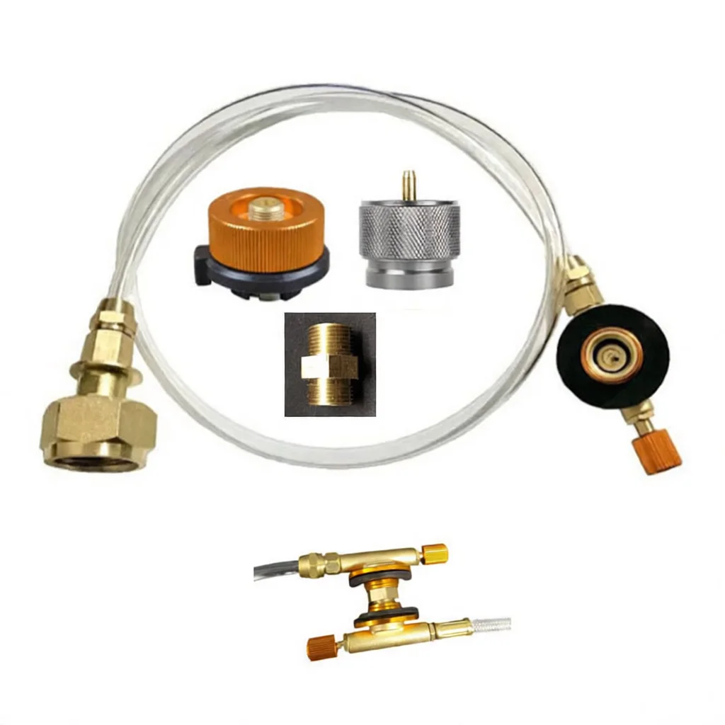 Outdoor Camping Stove Propane Conversion Valve European Gas Tank Connector Portable Refill Fitting Hose Adapter Tool