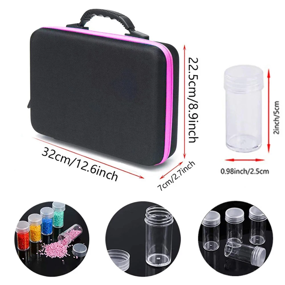 60 Slots Diamond Painting Storage Containers Diamond Art Accessories and Tools Kit Box with Shockproof Jars for DIY Diamond Art
