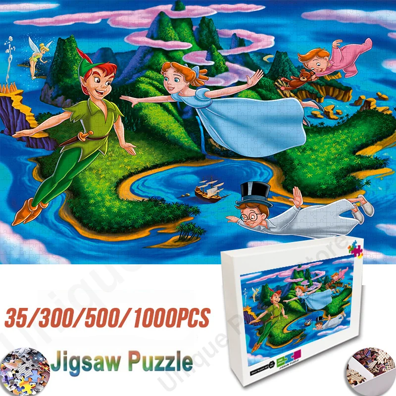 Puzzles for Kids & Adults Disney Anime Peter Pan Jigsaw Puzzle 35/300/500/1000 Pieces Wooden Puzzle Diy Manual Jigsaw Collection