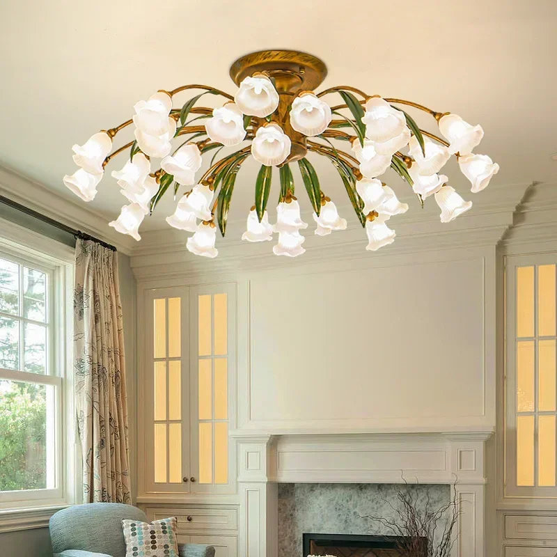 SANDYHA European Style Parlor Ceiling Lights Romantic Rustic Creative Flowers Design LED Lamps for Bedroom Study Home Decoration