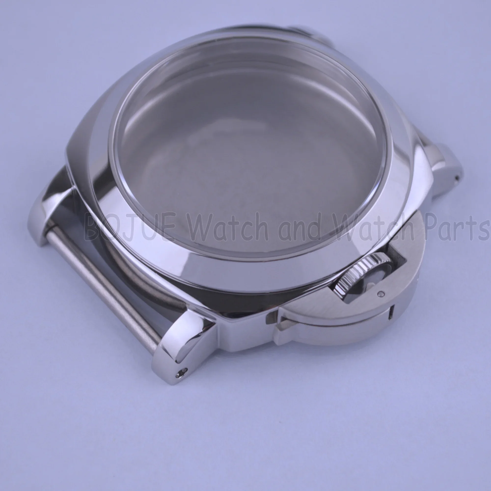 44mm Stainless Steel Watch Case Vintage Retro Sapphire Glass for PAM 5218 Crown Guard 6497/6498/ST3600 Mechanical Movement Parts