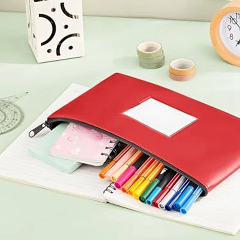 Torebki na pieniądze z zamkiem błyskawicznym, torby z PU Torebki na pieniądze z etykietą, na monety, faktury, rachunki, 5 szt. A