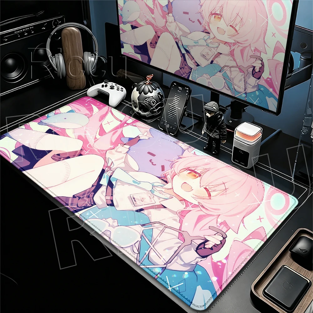 Takanashi Hoshino Anime Blue Archive Pattern Mousepads Gamer Anti-slip Playmat Aesthetics Pink Deskmat Large Keyboard Rubber Rug