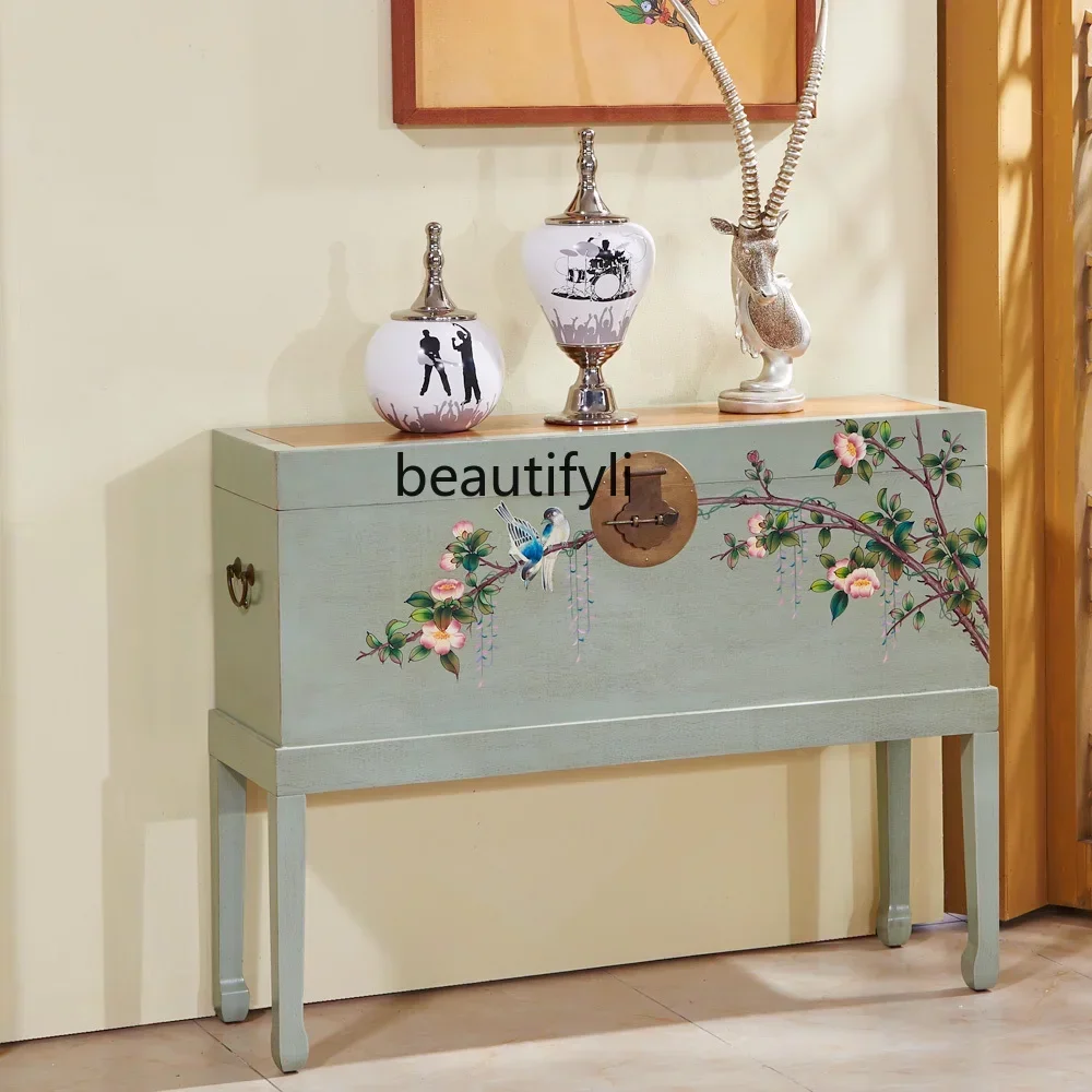 new yj New Chinese Style TV Bench for Bedroom Hall Cabinet Pure Hand Drawing Antique Storage Cabinet Side Cabinet ss 26