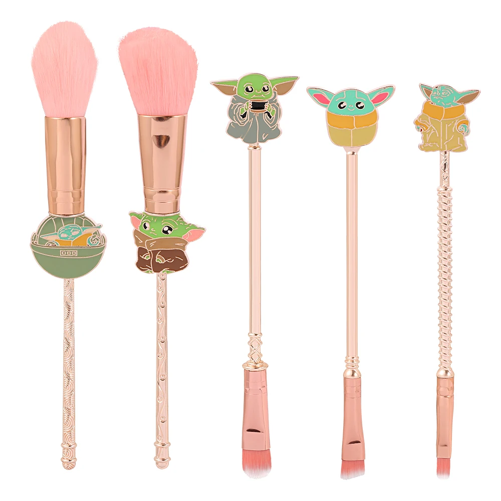 5pcs/set Star Wars Yoda Baby The Grogu Makeup Brush Beauty Foundation Blush Powder Eyeshadow Concealer Blending Makeup Brush Set