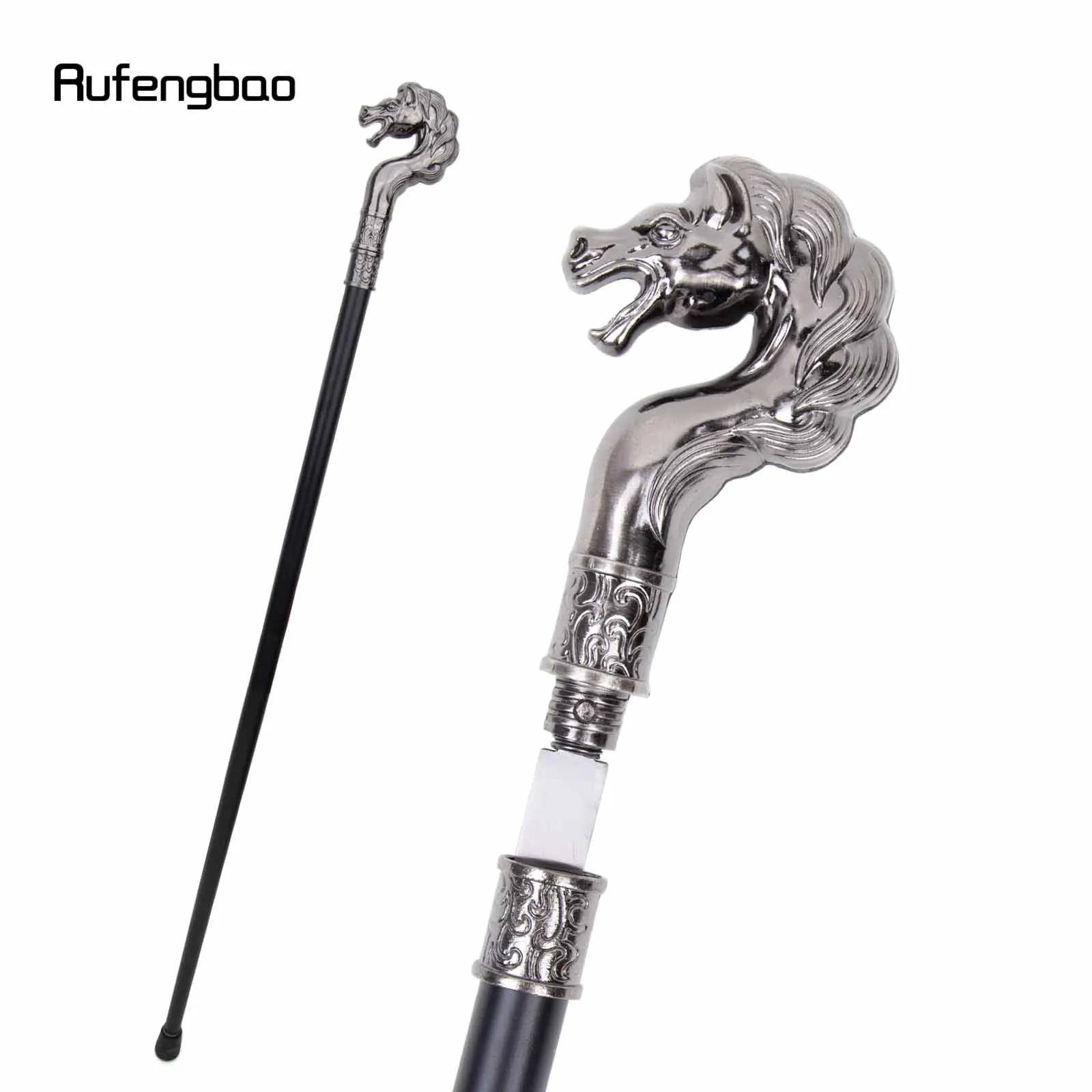 

Sea Horse Hippocampi Single Joint Walking Stick with Hidden Plate Self Defense Fashion Cane Plate Cosplay Crosier Stick 93cm