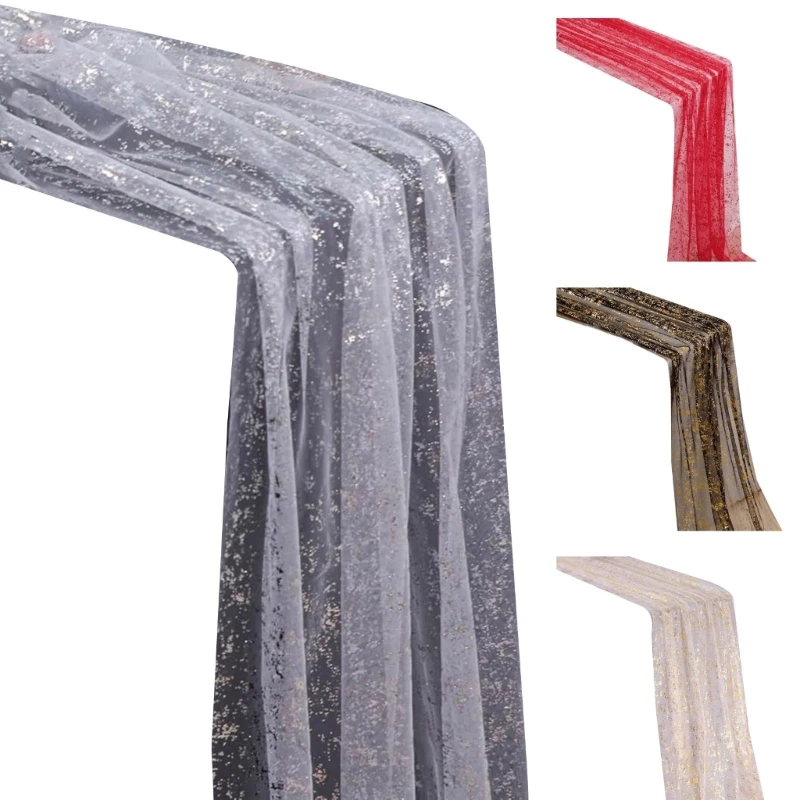 

Elegant Foil Mesh Table Runner Dining Room Decoration Polyester Home Accent C7AC