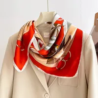 Red Silk Scarf Large Square Women's 100% Mulberry Silk 90x90 Mom Gift Shawl Elderly Present Elegant Fashionable Accessory