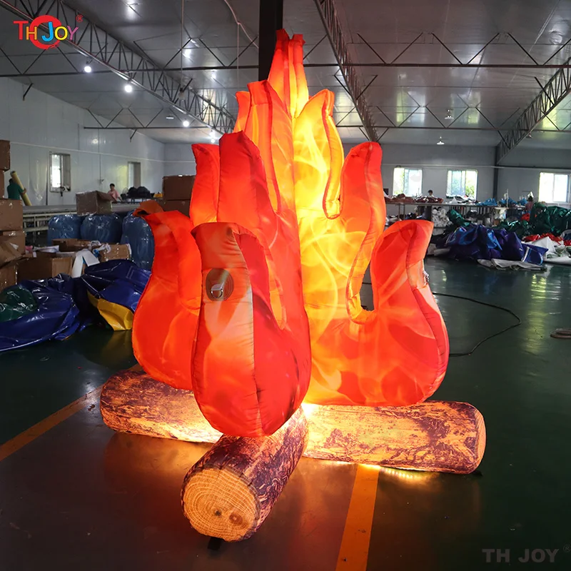 Fast Air Shipping 3m tall Giant Fake Fire Decor Inflatable Fire Large Inflatable Advertisement Flame With Led Light