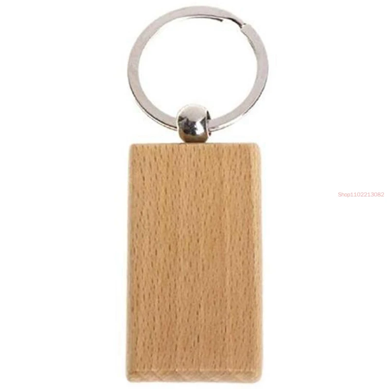 

60Pcs Blank Rectangle Wooden Key Chain Diy Wood Keychains Key Tags Can Engrave Diy Gifts