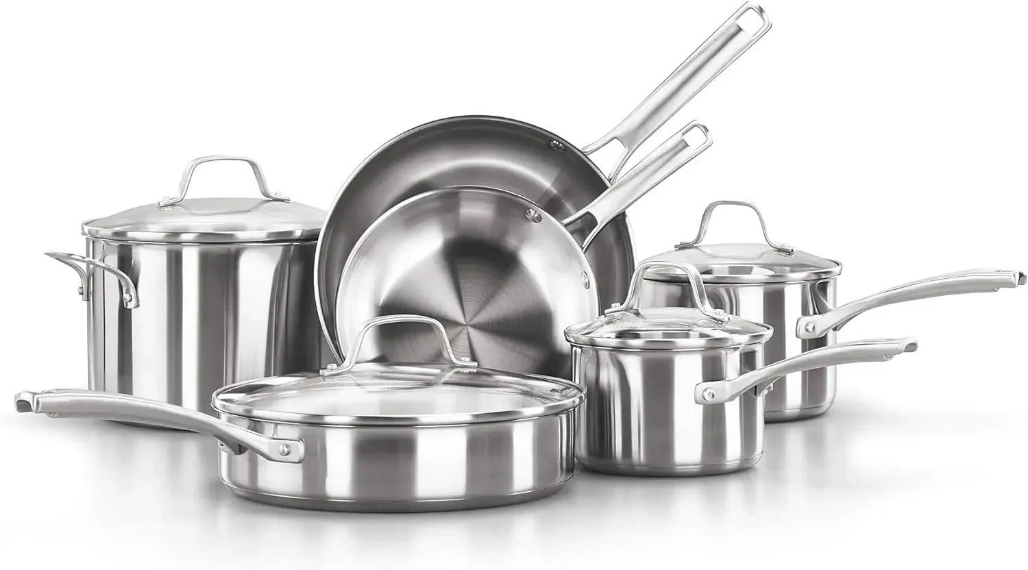 10-Piece Pots and Pans Set Dishwasher-safe for Easy Cleanup  for Exceptional Browning Searing, and Sauteing