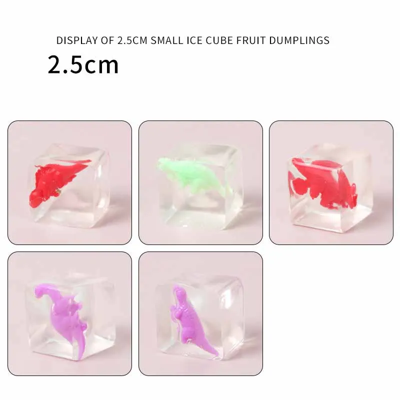 5Pcs Novelty Transparent Ice Cube Dinosaur TPR Q-bouncy Slow Rebound Toys Children's Stress Relief Toys Pinch Music Fidget Toy