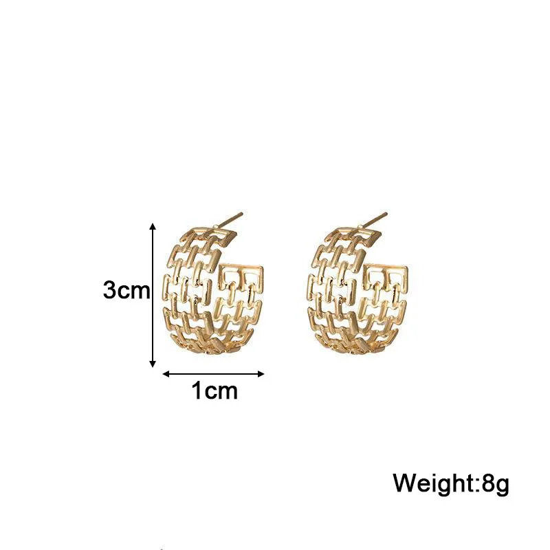 New European C-shaped Braided Dangle Earrings Multi-layers Hollow Geometric Statement Metal Drop Earrings for Women new in brinc