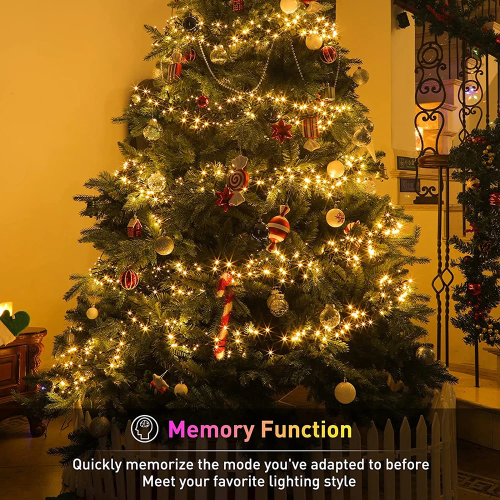 Luci a grappolo di fata a LED 6M-50M Filo verde Luci per albero di Natale Ghirlanda esterna Capodanno Strada Casa Festa Decorazioni di nozze