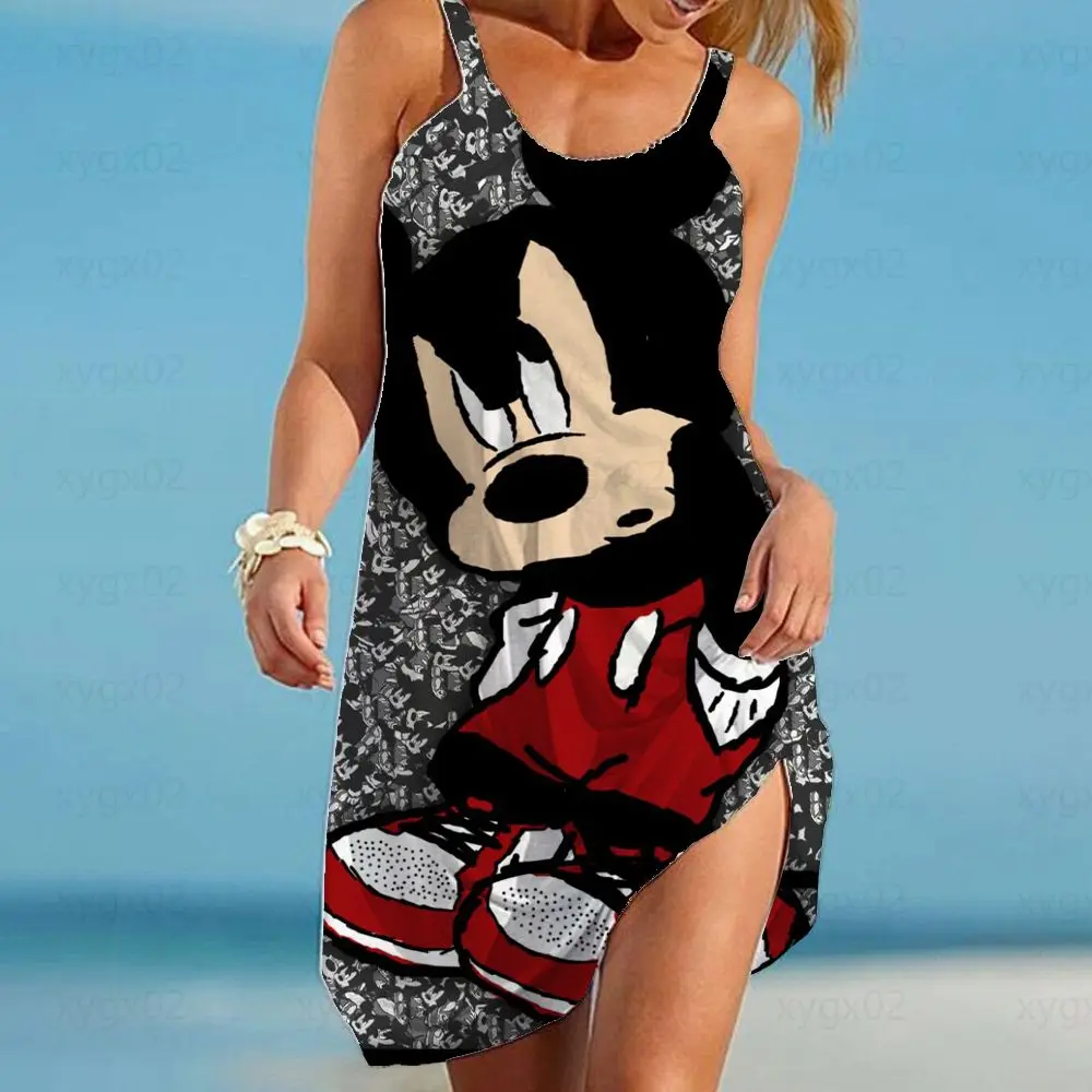 Robe de Plage Imprimée Disney pour Femme, Tenue Élégante, Dessin Animé Minnie Mouse, Nouvelle Collection2025