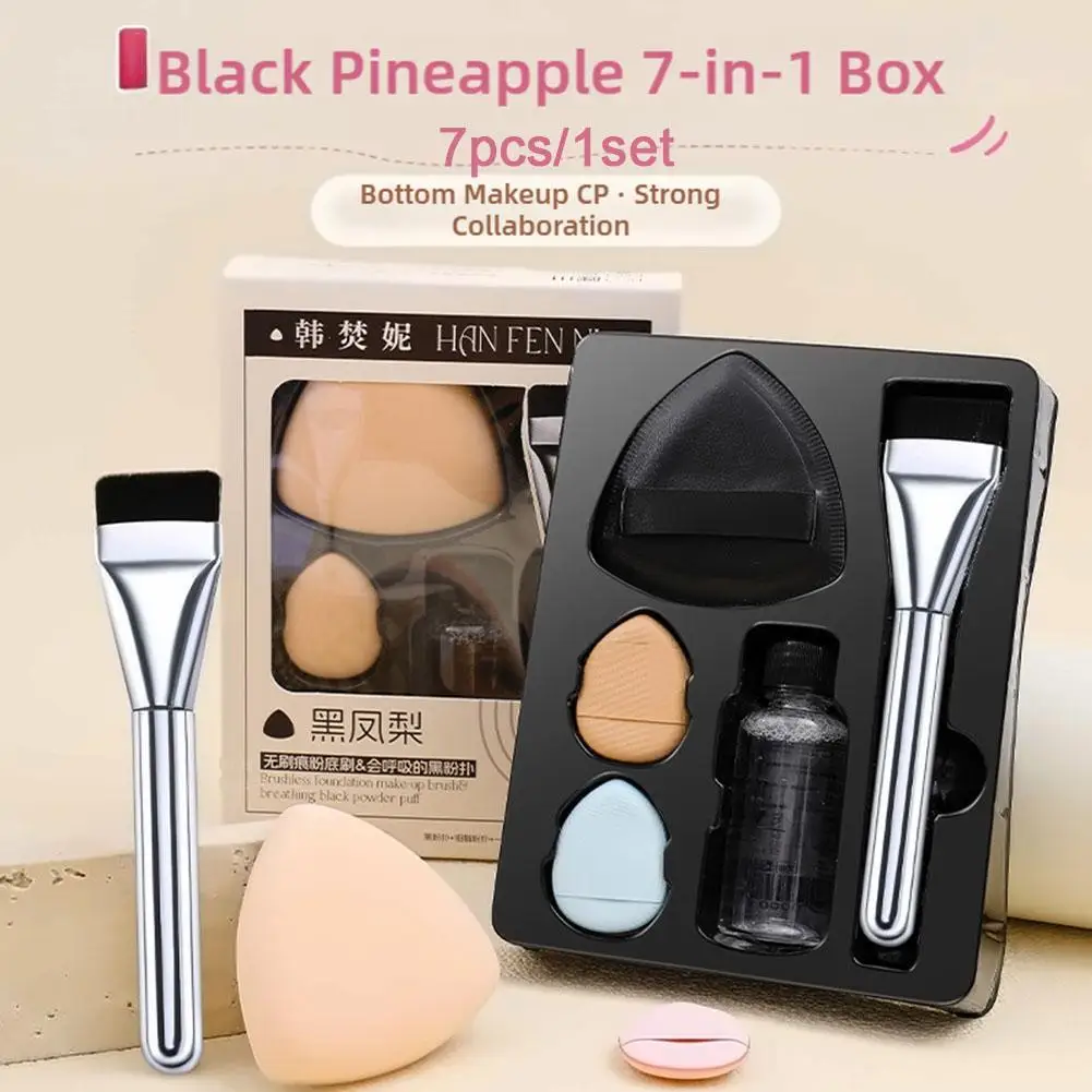 Esponja de maquillaje triangular negra con limpiador, limpiador de brochas de base de cabeza plana, Mini esponja para dedo, corrector, herramienta de cojín de aire