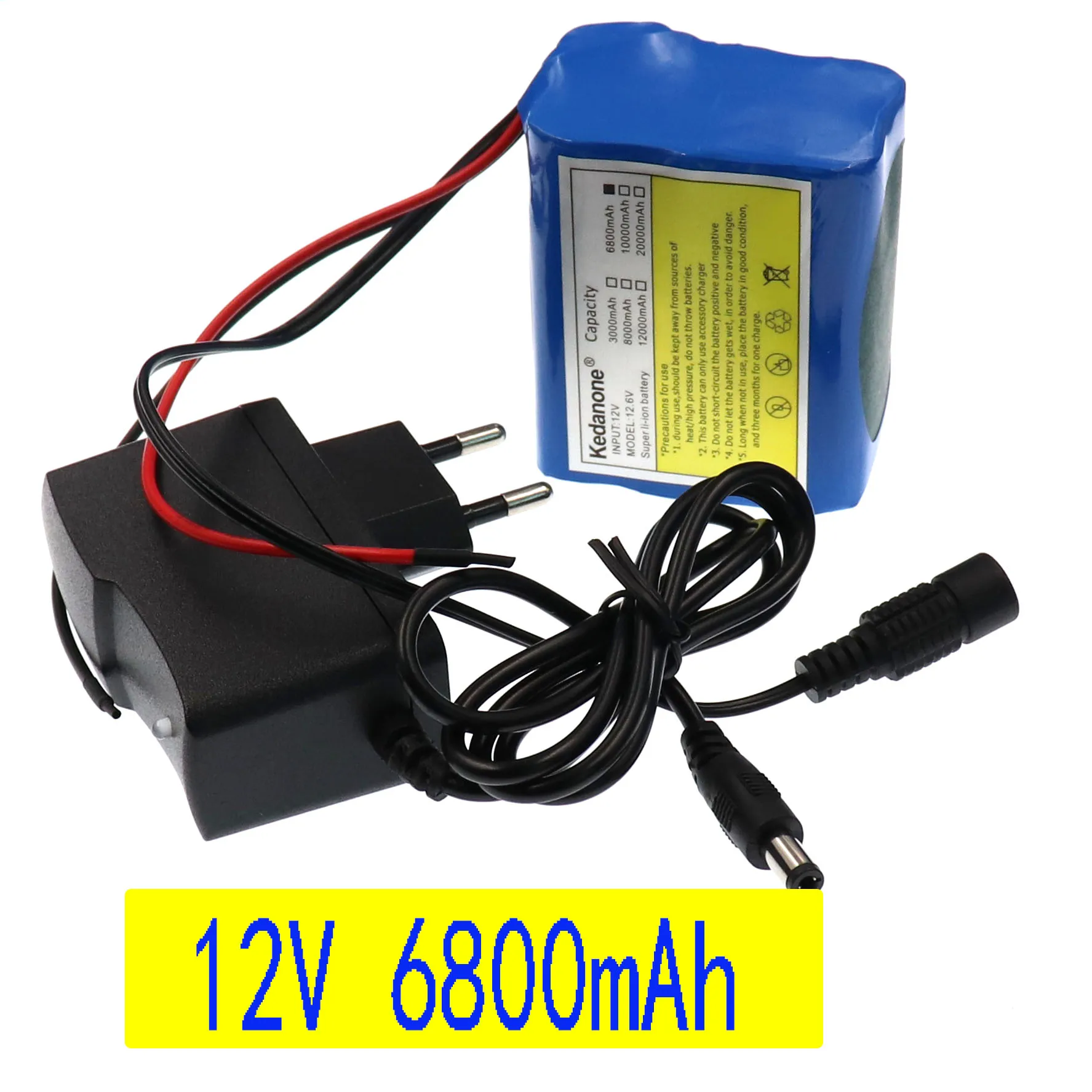 New Original 12V 6.8 Ah 6800mAh 18650 Rechargeable batteries 12V with BMS Lithium Battery pack Protection Board +12.6V Charger 3