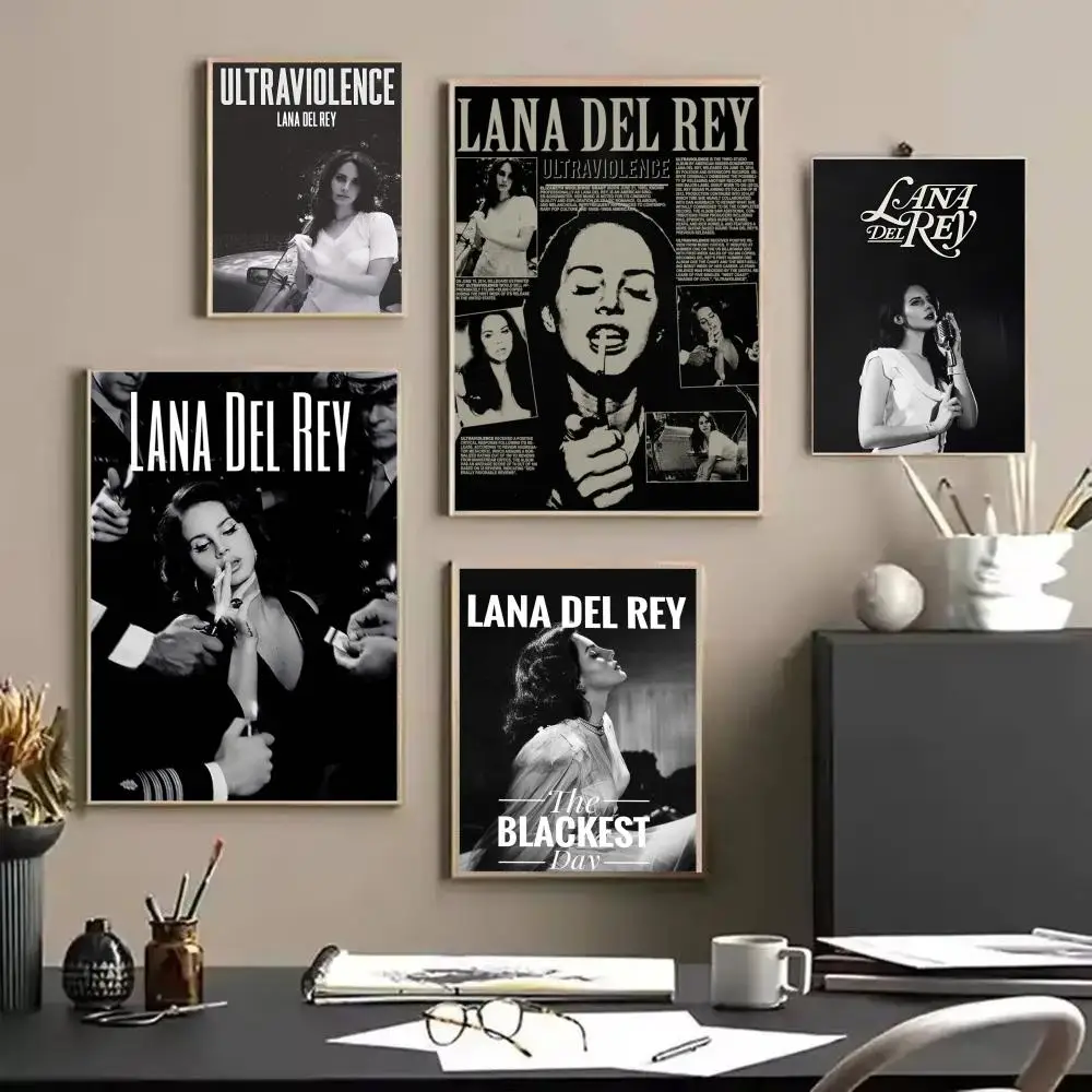L-Lana Del Rey Singer Poster Stickers HD Waterproof Painting Wall Art for Bedroom Living Room Home Decor Decoration Gift