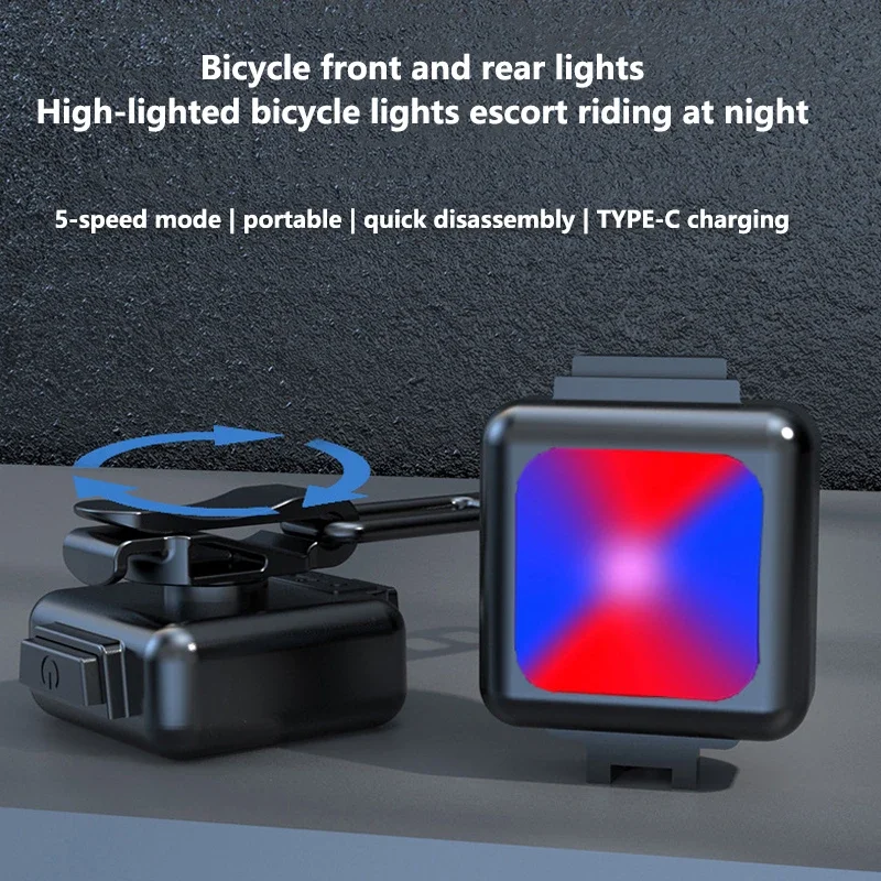 Bike Light Cycling Bicycle Front Rear Light Type-C Charge Headlight Light Warning Taillight LED Lantern Bike Parts Outdoor