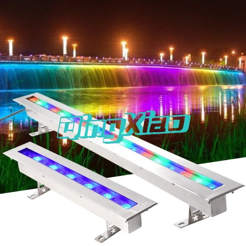 Stainless Steel Embedded Waterproof LED Linear Underwater Light For Pool Fish Pond Courtyard Colorful Landscape Lighting