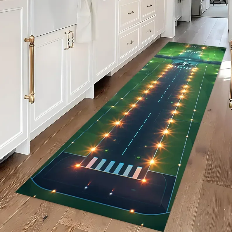 Airport Runway Airport Night Light Runner Rug Creative Kitchen Corridor Floor Mat
