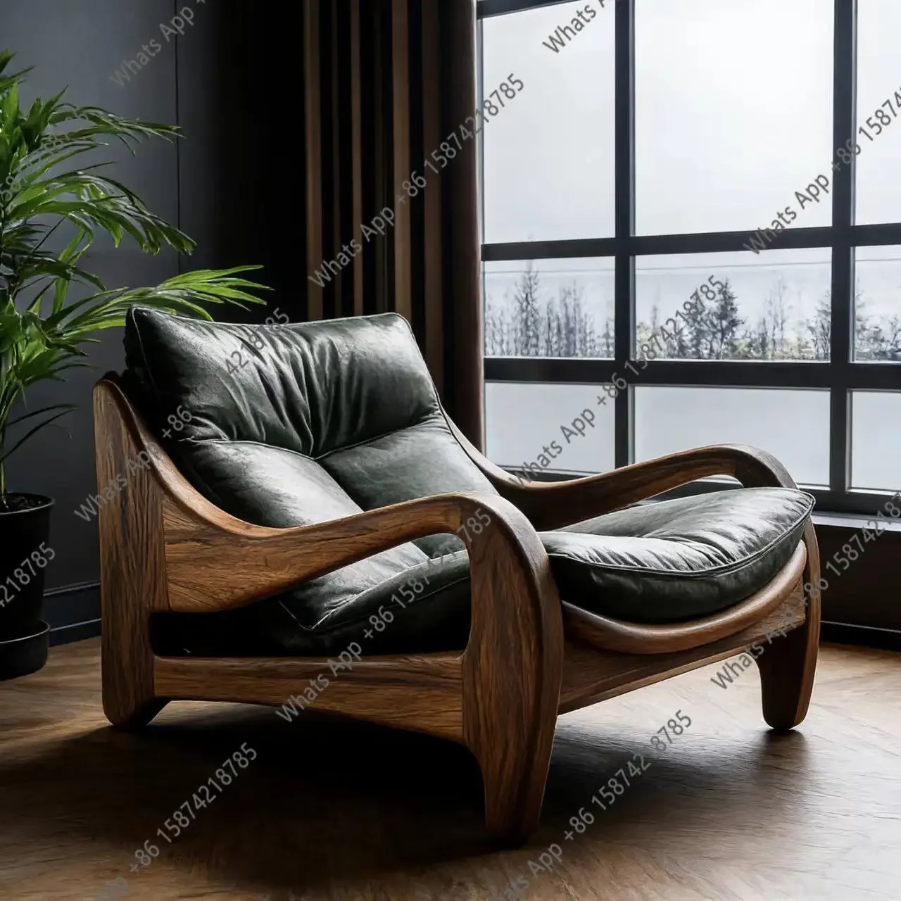 

Y64 New Chinese Custom North American Black Walnut Sofa Chair Single Leisure Living Room Solid Wood Light Luxury Tiger Chair