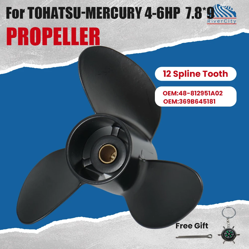 

Подвесной пропеллер 7,8×9 для лодок Tohatsu — Mercury 4 HP 5 HP 6 HP, винт из алюминиевого сплава, 3 лопасти, 12 зубьев, часть морского двигателя