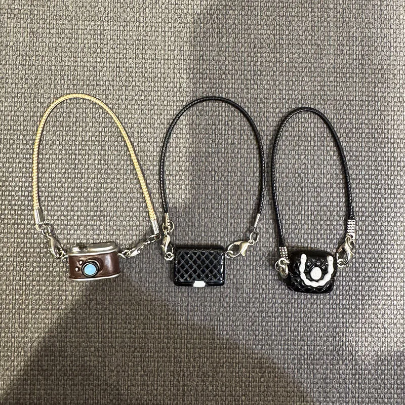 

15/17cm Idol Doll LABUBU Sitting Party Doll Charm Mini Vintage Camera Black White Bag Neck Accessory For Gen1 2 3 Labubu