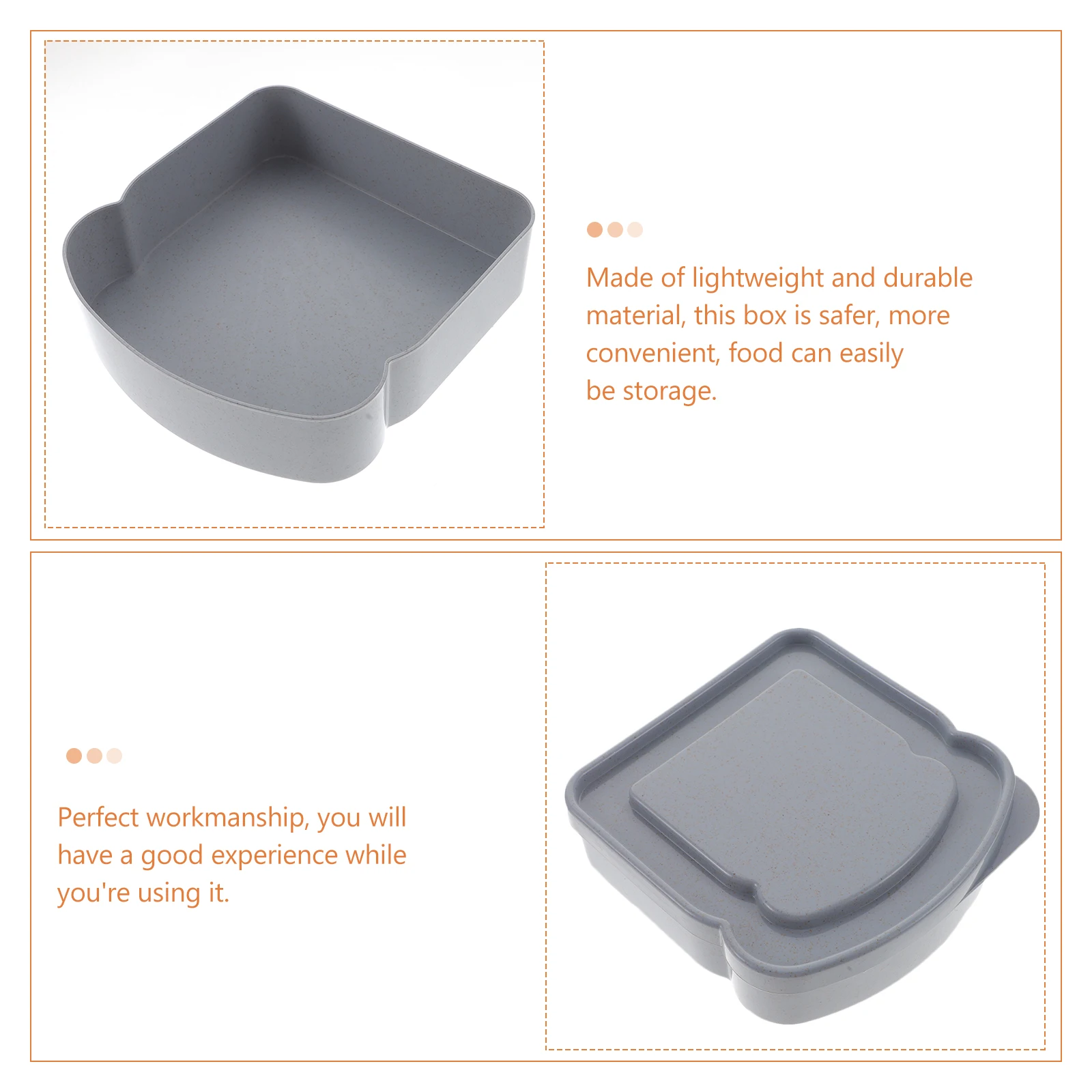 

4pcs Portable Lunch Box Bamboo Fiber Food Container Sandwich Snack Leak Proof Storage Box Microwave Safe Sealing for Kitchen