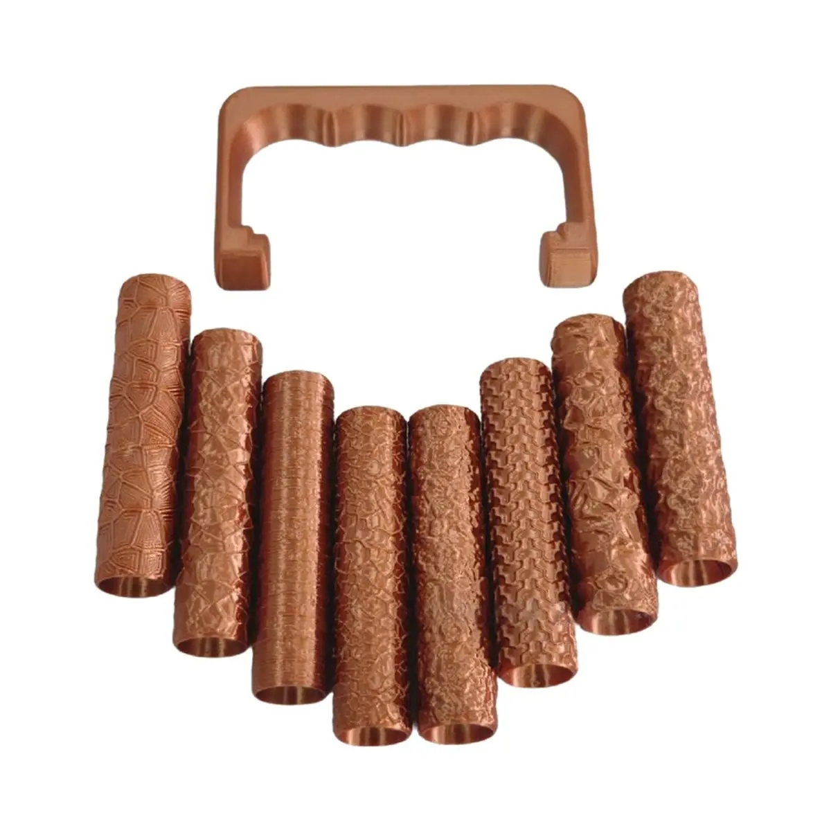 9 Pcs Clay Texture Roller Set with Handle, 3D Printed Terrain Roads Stones Walls Roofs for Clay Crafts
