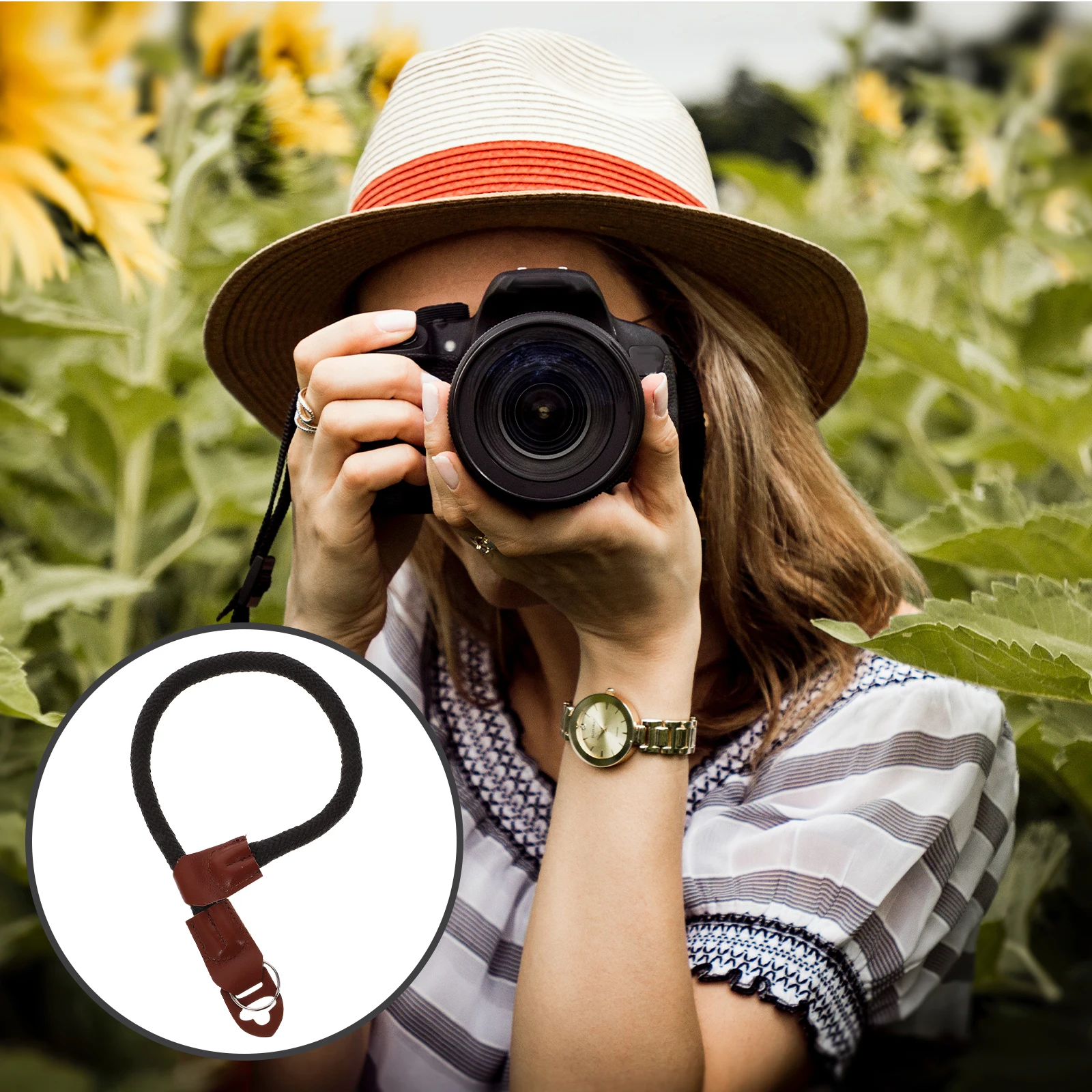 

Camera Wrist Strap Pu Material Outdoor Hiking Camping Photography Photo Camera Hand Strap Compatible