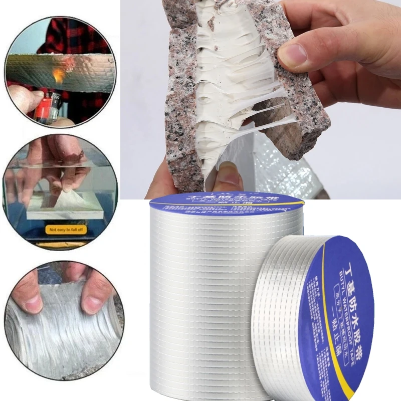 

Strong Adhesive Waterproof Tape High Temperature Resistance Aluminum Foil Butyl Tape for all Pool Roof Crack Duct Repair Sealed