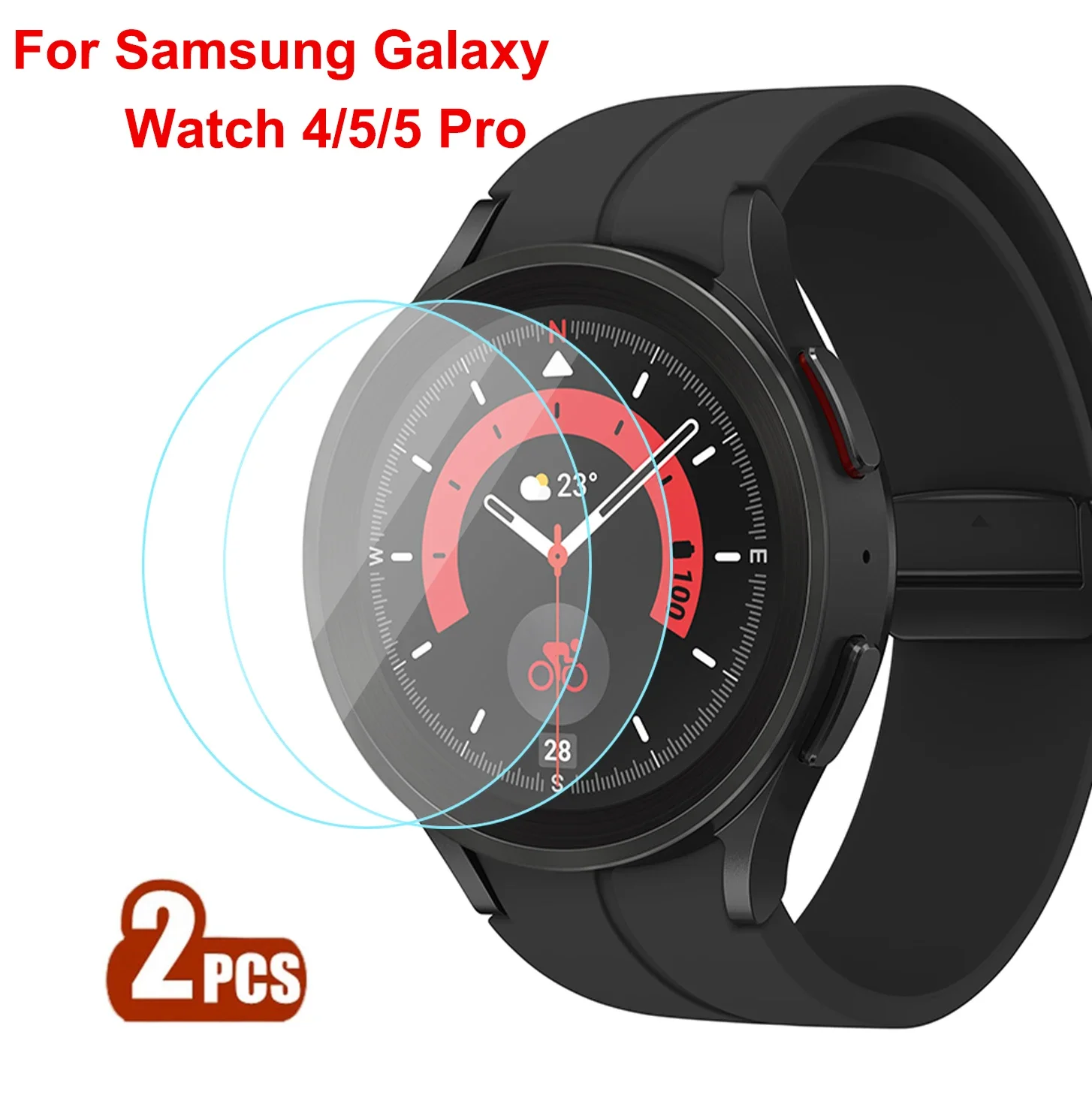 2PCS Tempered Glass Film For Samsung Galaxy Watch 5 Pro 45mm Waterproof Full Screen Protector Film For Watch 5/4 40mm 44mm