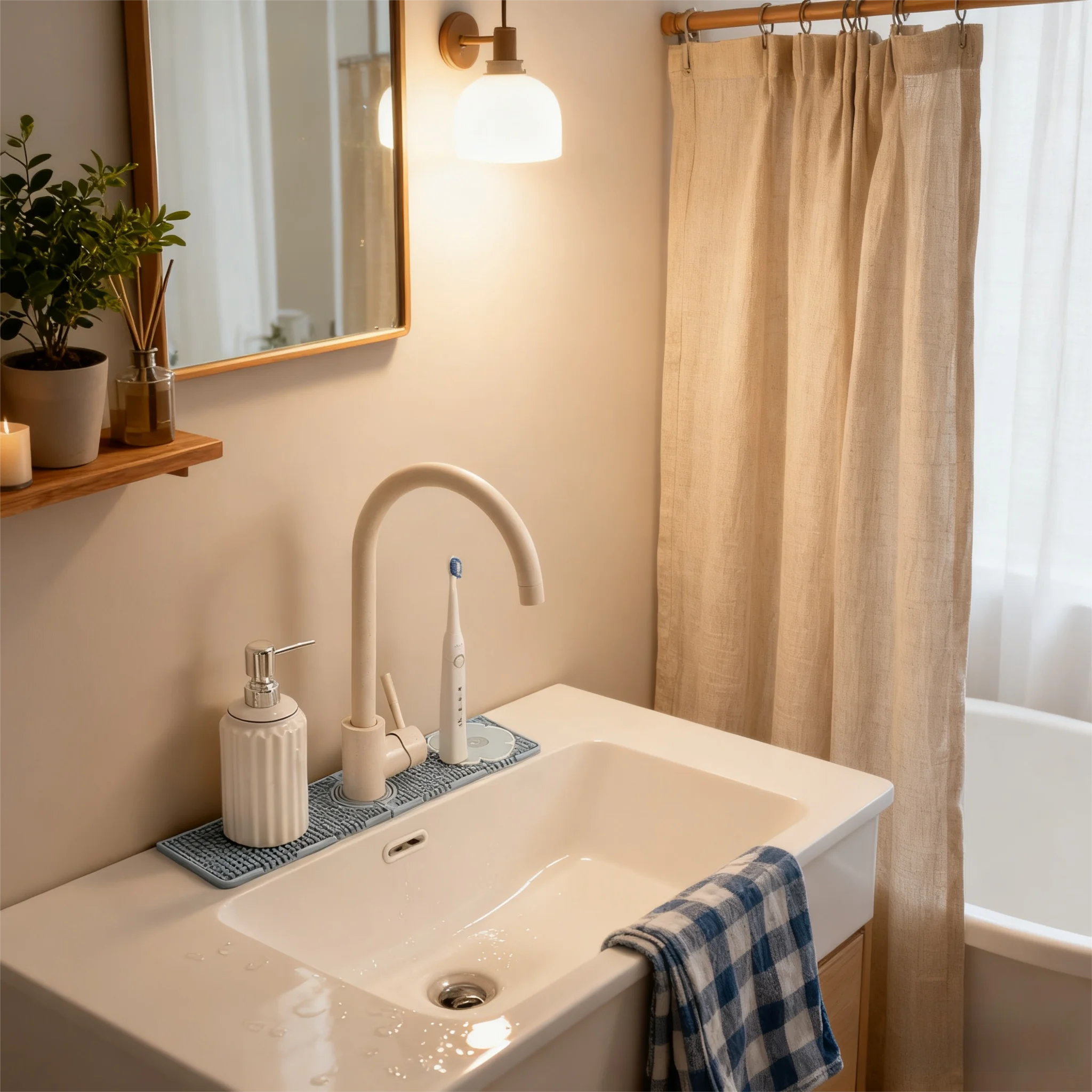 

Multipurpose Silicone Faucet Drain Pad Splash Proof Anti-slip Sink Drain Pads Flexible Soft Sink Splash Guard Bathroom