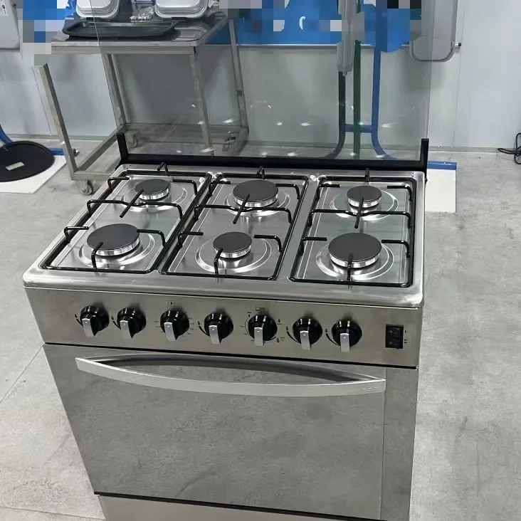 

ABC для индивидуальной газовой вертикальной плиты с 6 конфорками, полностью из нержавеющей стали со стеклянной крышкой, газовая духовка большой емкости 102 л
