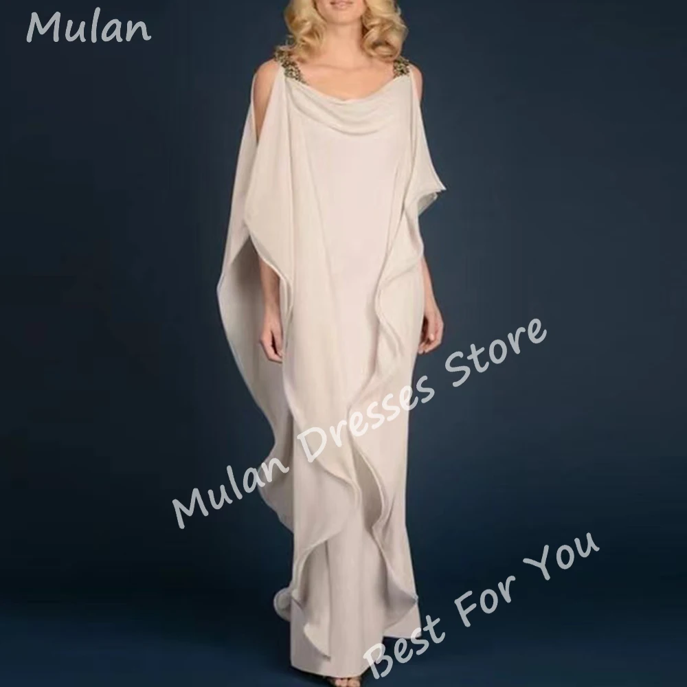 Elegant Long Mother of the Bride Dress Chiffon Scoop Neck Floor-Length Mermaid Wedding Guest Party Formal Occasion Wedding 2024