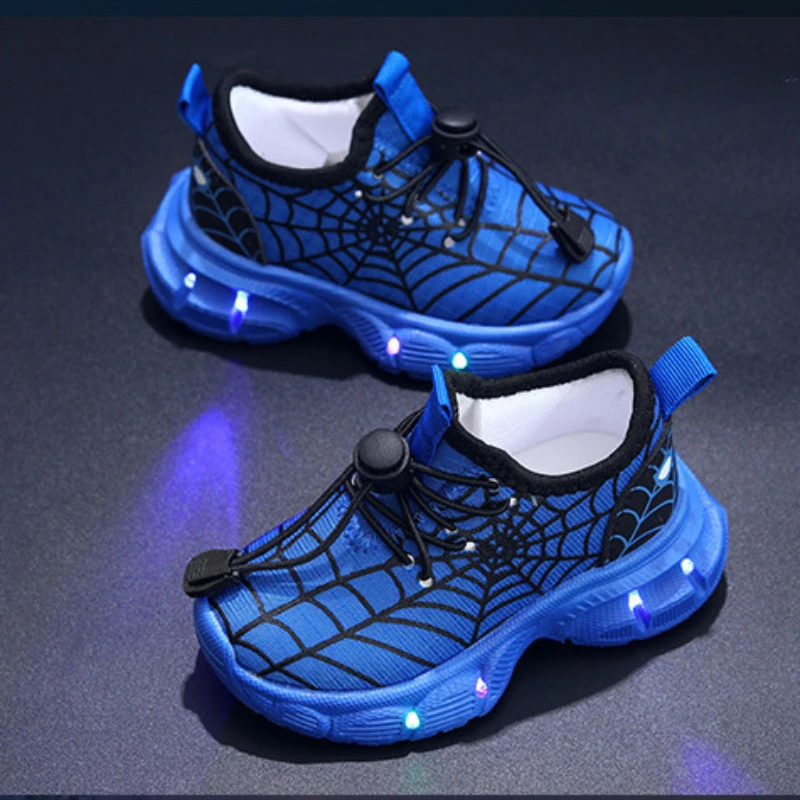 Disney Led scarpe leggere per bambini scarpe Casual ragazzi Spiderman scarpe sportive fondo morbido scarpe da esterno per bambini scarpe da
