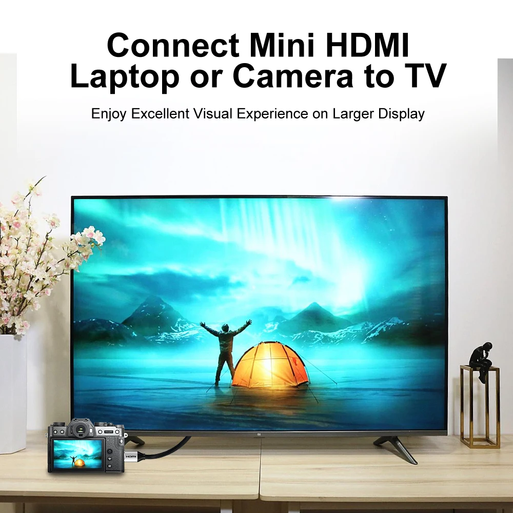 ZOGUO High Speed Mini HDMI to HDMI 2.0 Cable 4K 60HZ 1080P 3D for Tablet Camcorder MP4 Camera Display Micro HDMI Cable Adapter