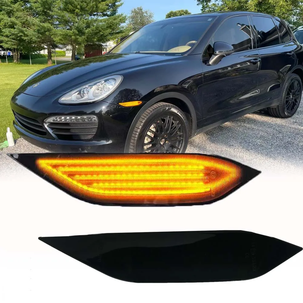 

For Porsche Cayenne 958 92A 2011-2014 Amber LED Side Marker Light Arrow Turn Signal Blinker Indicator Lamps 2Pcs OEM#95863107200