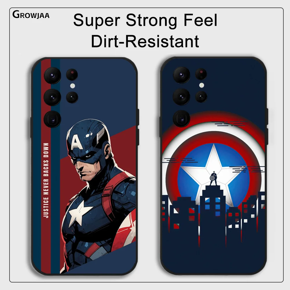 Captain America Superhero Phone Case for Samsung Galaxy S24 Ultra S22 S23 Ultra S21 S20 5G Protective Silicone TPU Funda