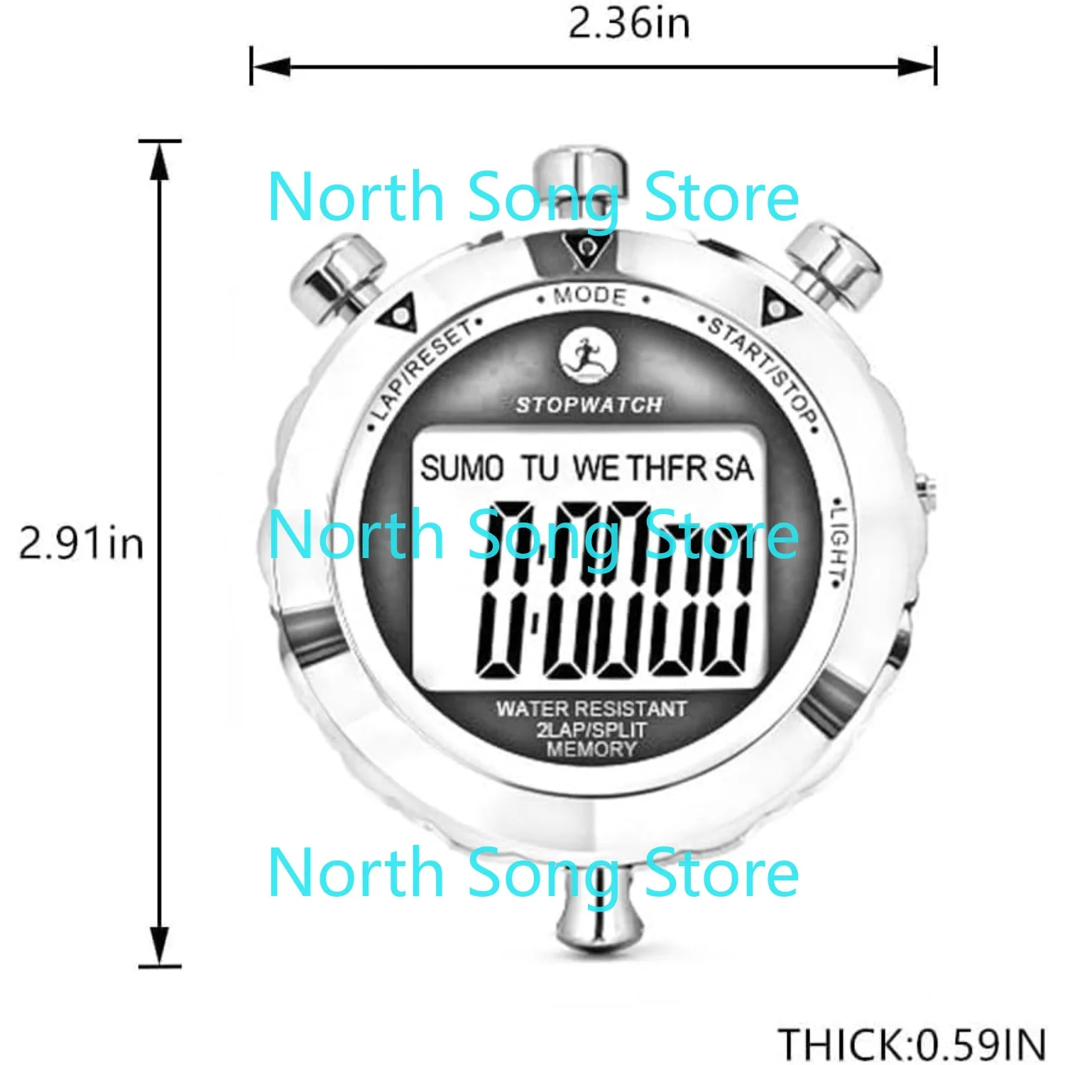 ストップウォッチタイマー、0.01秒と0.001秒のタイミングを備えたデジタルストップウォッチ、メタル10/100/400ラップメモリ、表示目覚まし時計
