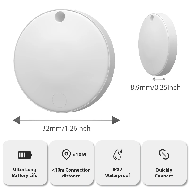 VYVYLABS Security Smart Track لـ Apple Find My and Google Key GPS Tracker Tracker Smart Bluetooth Locator للأذن