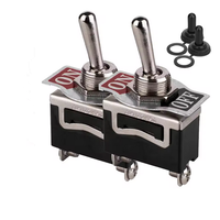 2PCS SPST Waterproof Toggle Switch DC 12V-24V 15A 250V Marine Heavy Duty 2 Pin ON Off Spade Terminals for Automotive Car Boat