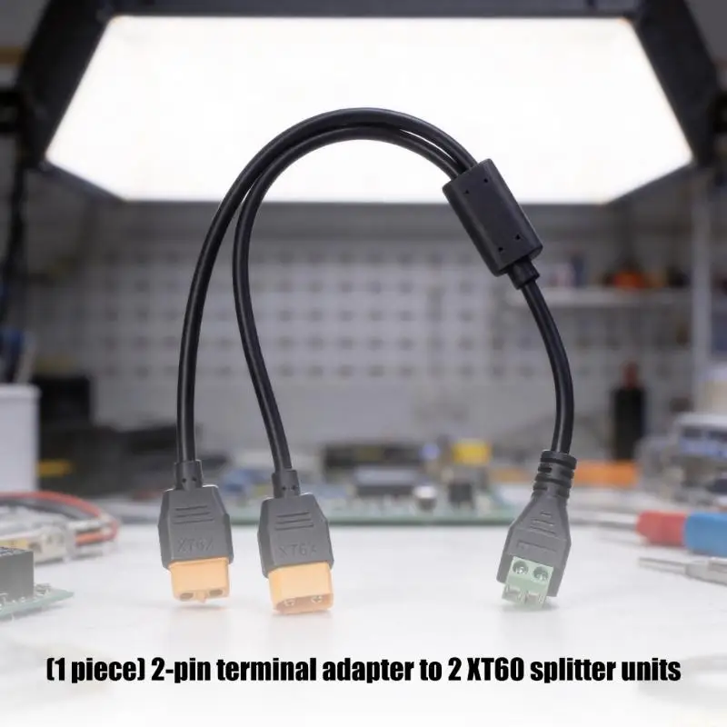 B03F Power Distribution Branch Wire, 2 Pin to 2 60 Splitter Power Cable with PVC Shell for DIY Wiring Setup,30Cm/11.81in