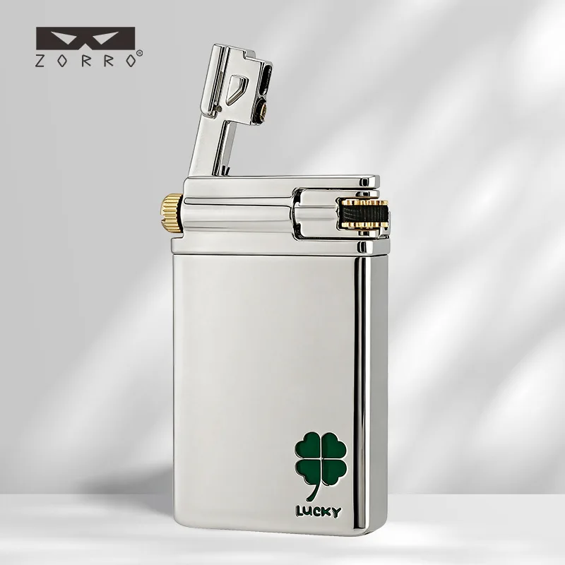 2026 ZORRO Brass White Nickel Clover Double Flame Kerosine Lighter Sealed Inner Container Retro High End Limited Edition Lighter