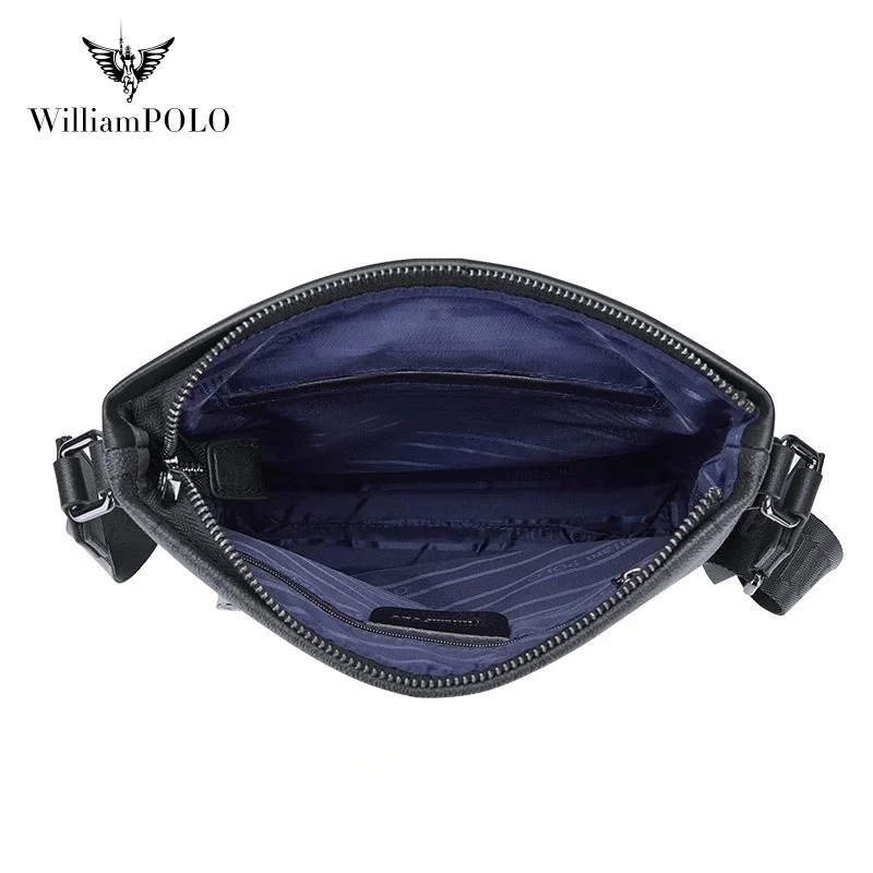 Imagem -03 - Williampolo-bolsa de Ombro de Couro Genuíno para Homens Bolsa Crossbody Empresarial Bolsas Laterais Casuais Melhor Presente para Marido e Pai Marca de Luxo