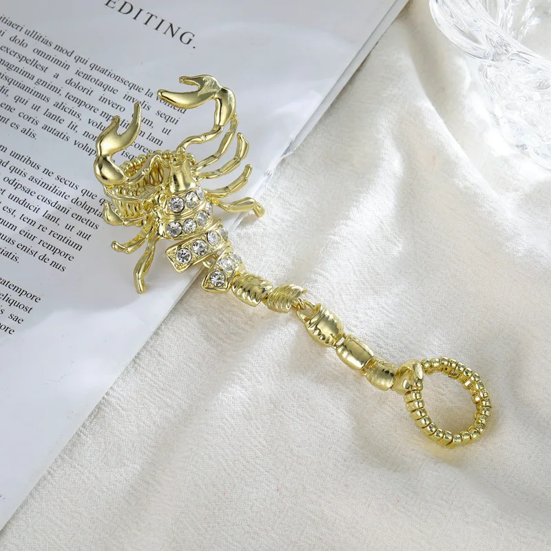 DIEZI Hip Hop Gold Color Rhinestone Scorpion Ring Sets For Women Girls Party Vintage Punk Finger Joint Knuckle Ring Jewelry New