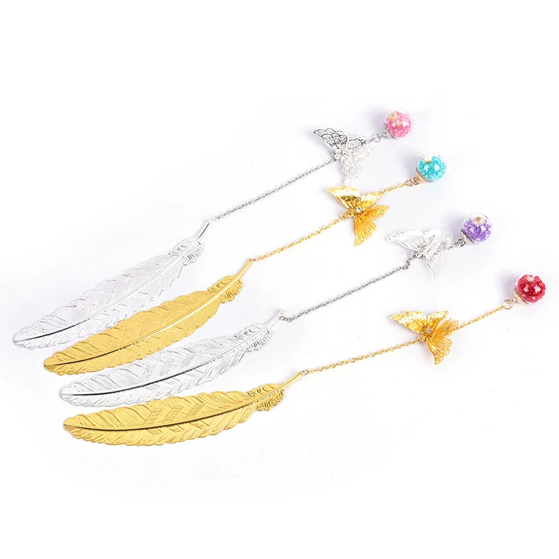 1PC Metal Bookmark Pendant Chinese Style Feather Book Marks For Teacher Appreciation Bookmarks Book Clip Office Accessories 