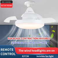 Rotatable 3in1 Ceiling Fan with Remote Control Lighting Lamp E27 Converter Base Lighting Base Bedroom Living Room Lamp