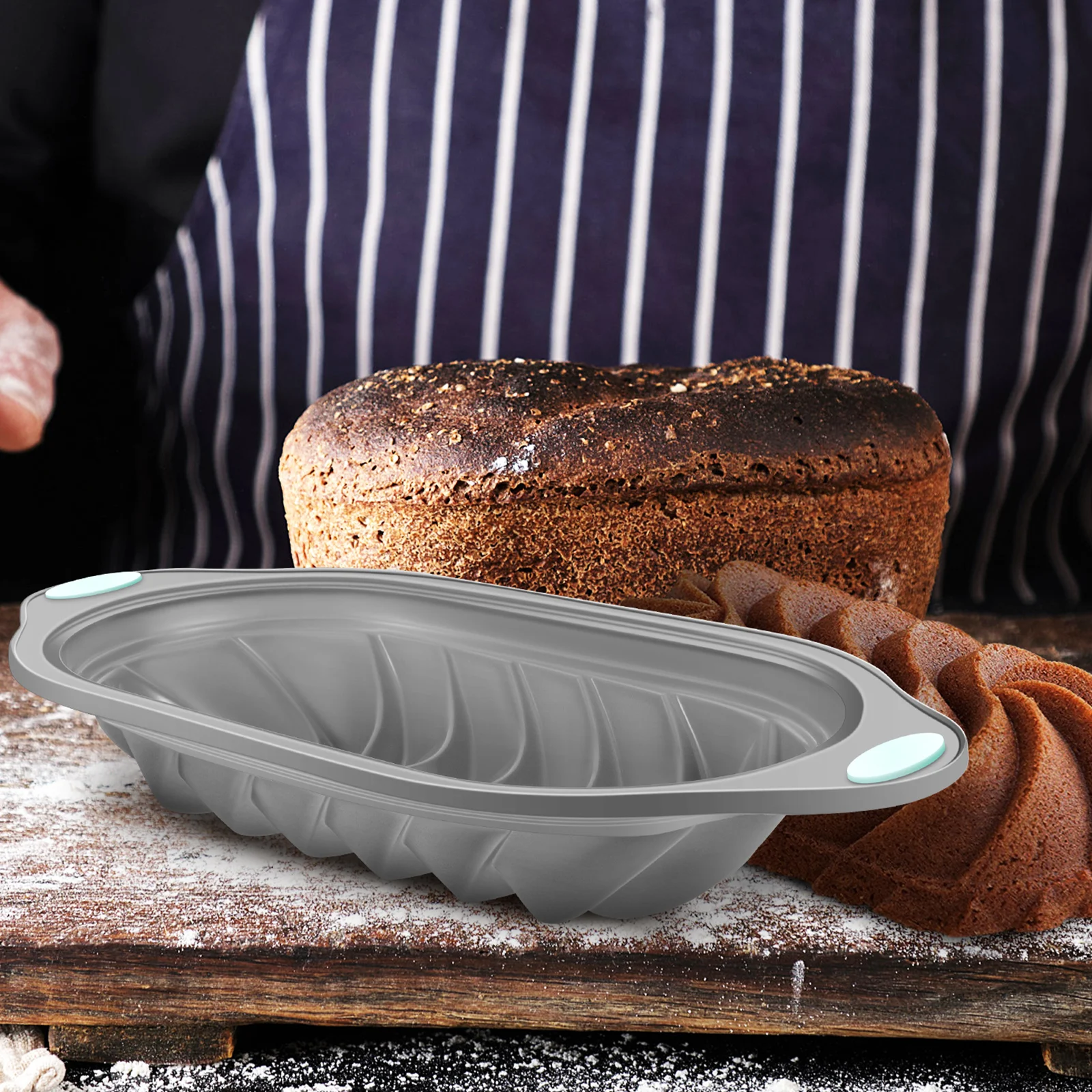 

2pcs Silicone Baking Mold Non Stick Flexible Cake Mould Loaf Bread Pan Spiral Toast Bake Tool Household Microwave Oven Safe Easy